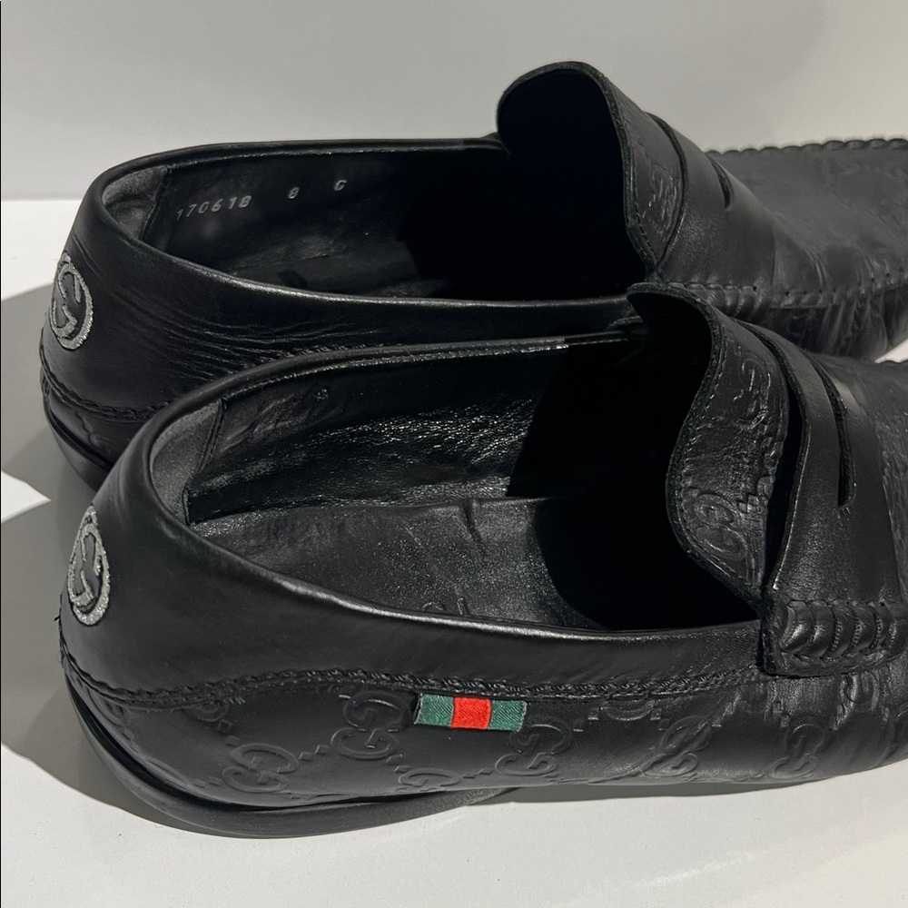 Gucci Black Embossed Leather Loafers - Picture 8 of 9